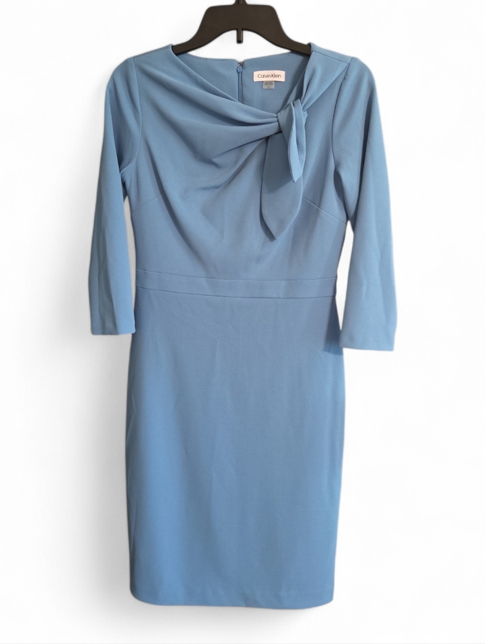 NWT Calvin Klein Women's Bow Neck 3/4th Sleeve Sheath Dress Size 4 - Picture 2 of 7